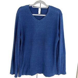 Gilda Midani‎ Long Sleeve Knit Top Women’s S Blue Dyed V Neck Pullover